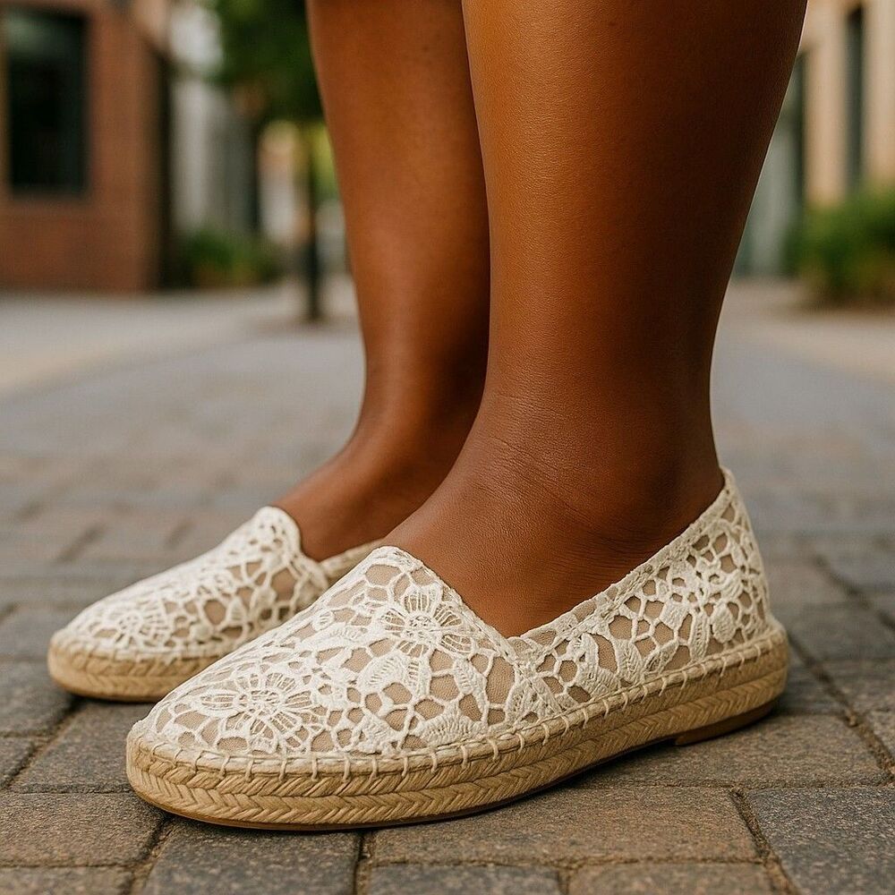 Wild Pair Shoes 6 M NEW White Lace Flats Slip On Comfort Sneaker Spring Summer - Picture 6 of 7